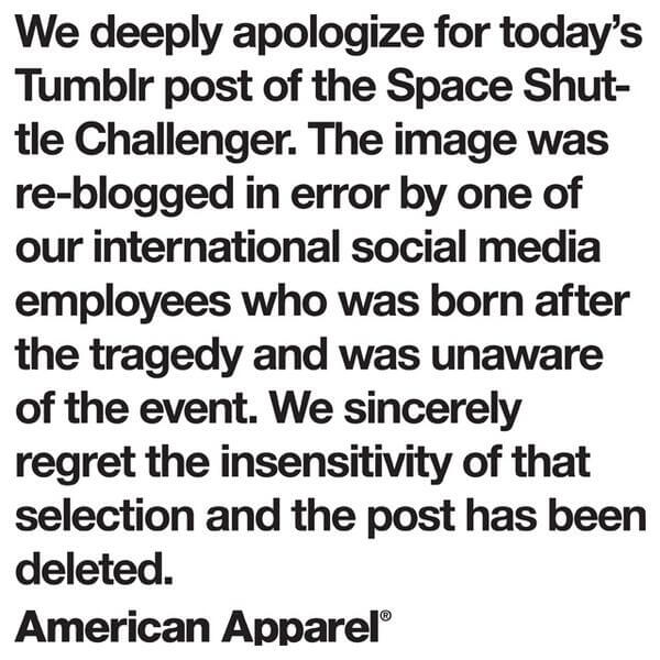american apparel tumblr apology