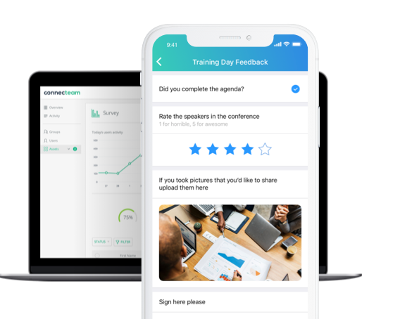training feedback capability via Connecteam's employee app