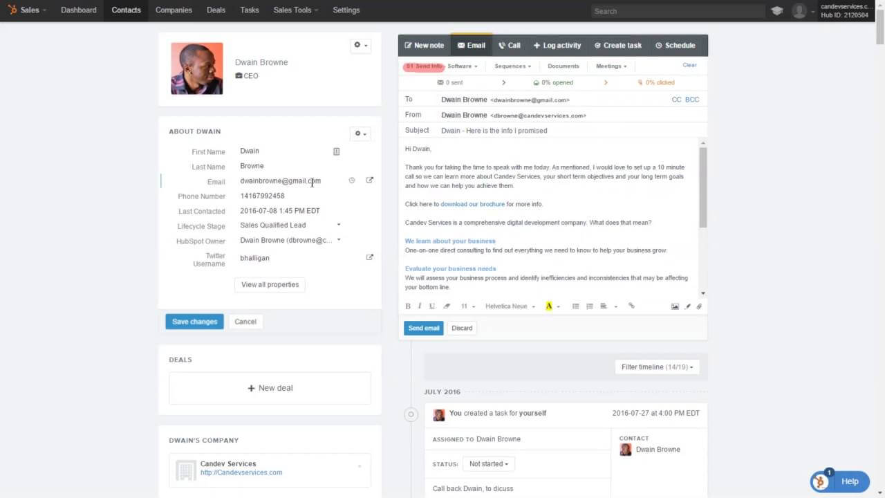HubSpot CRM page