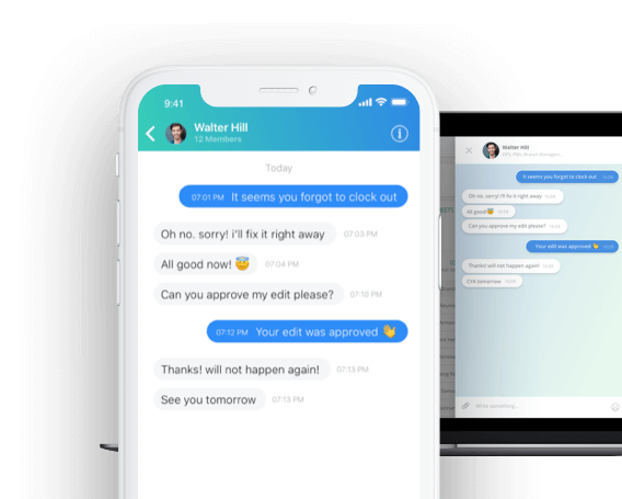 employee timesheet app chat