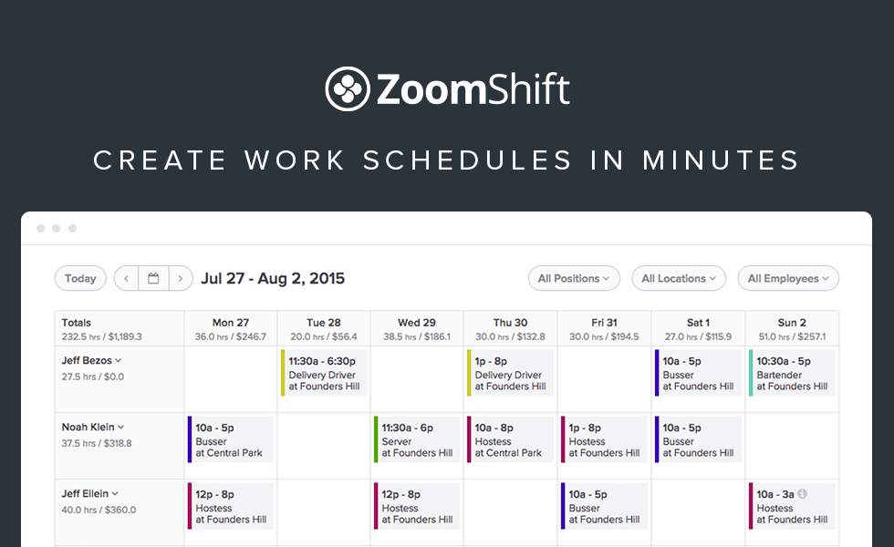 zoomshift schedule software