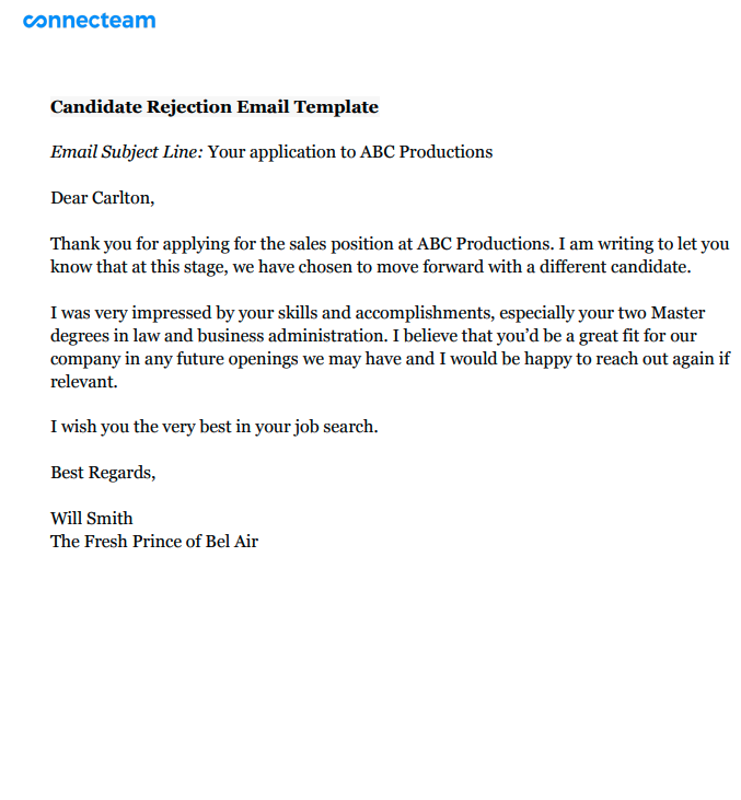 Free Candidate Rejection Email Templates for Recruiters - Recruiterflow Blog