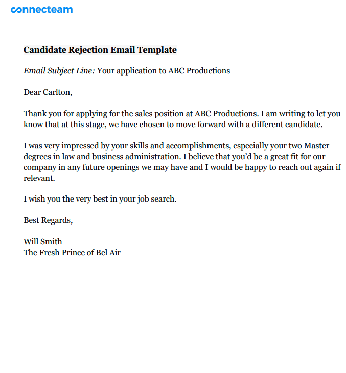 Interview Rejection Email Reply Sample Printable Templates Free