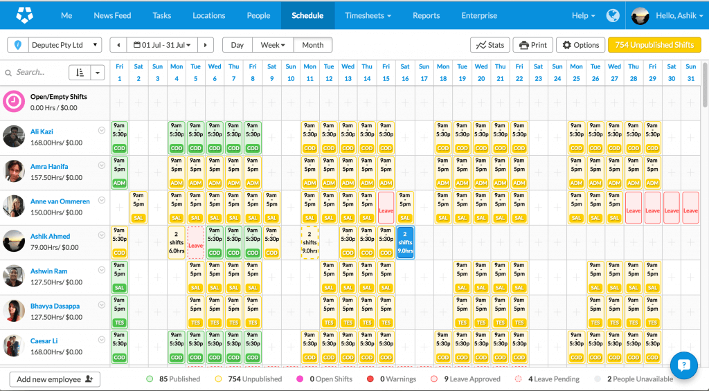 deputy scheduling software