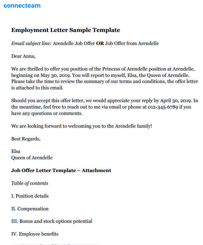 compensation letter example