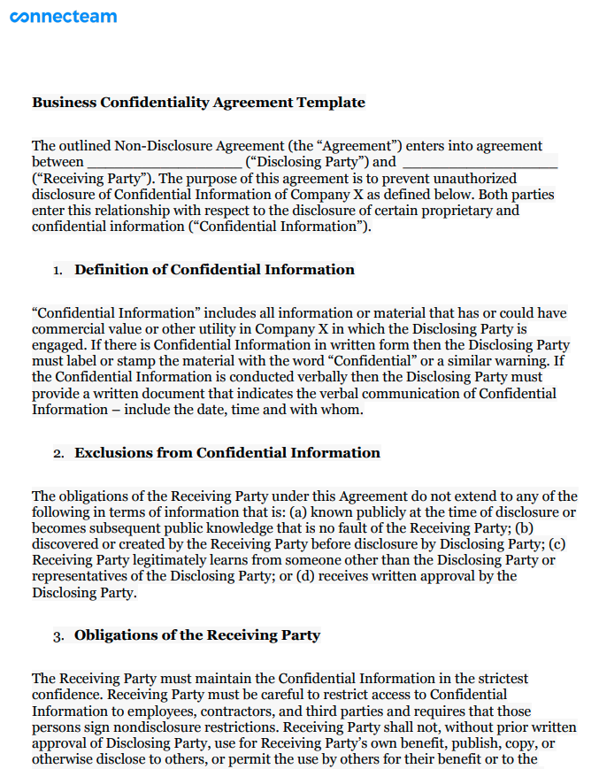 confidentiality agreement for a business plan