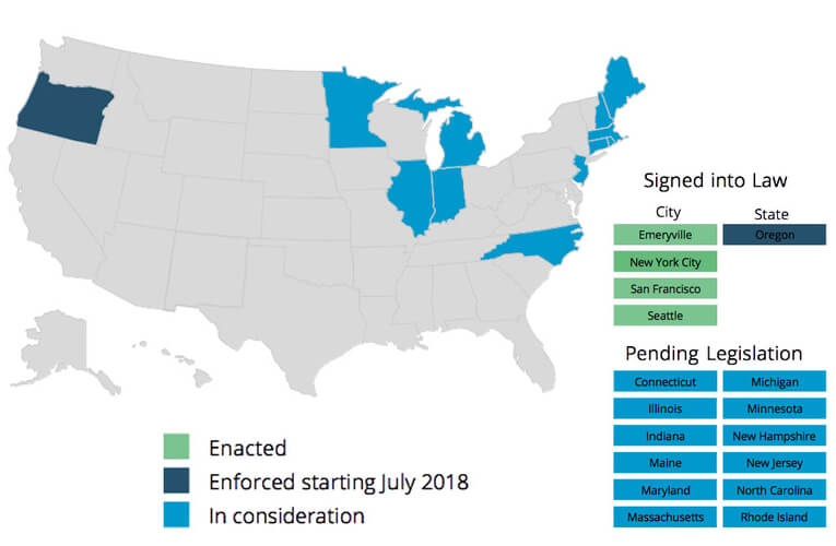 States with predictive scheduling laws