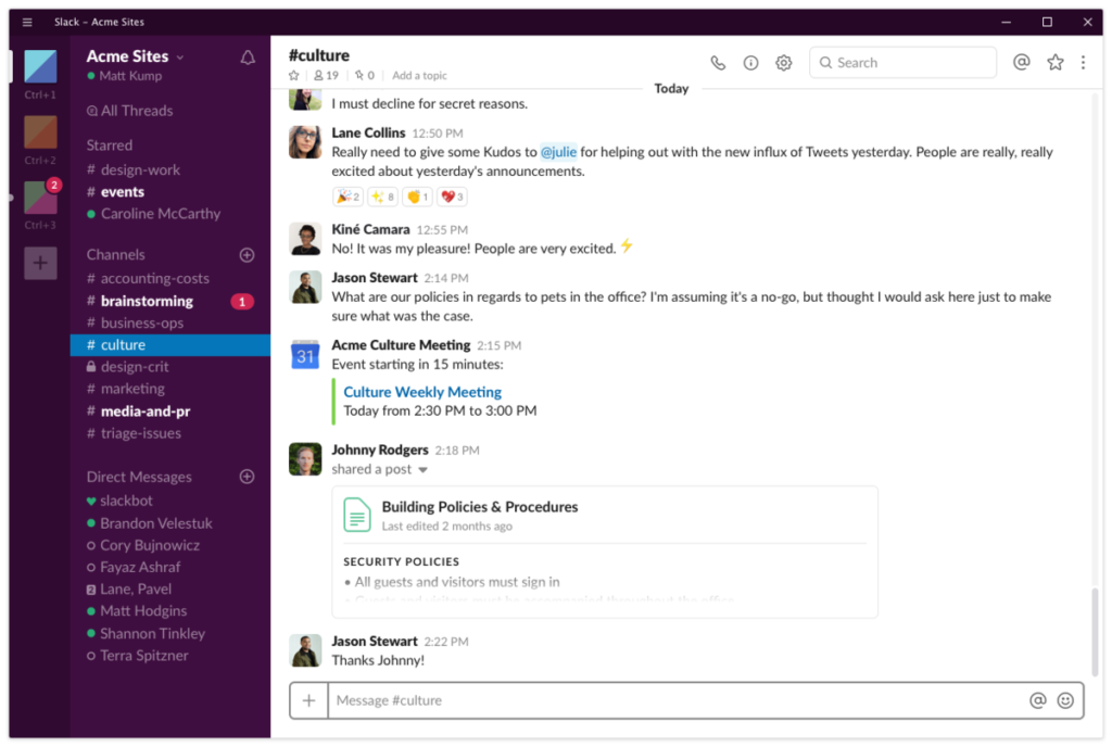 Slack team chat app
