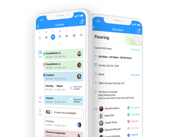 employee scheduling app admin tab