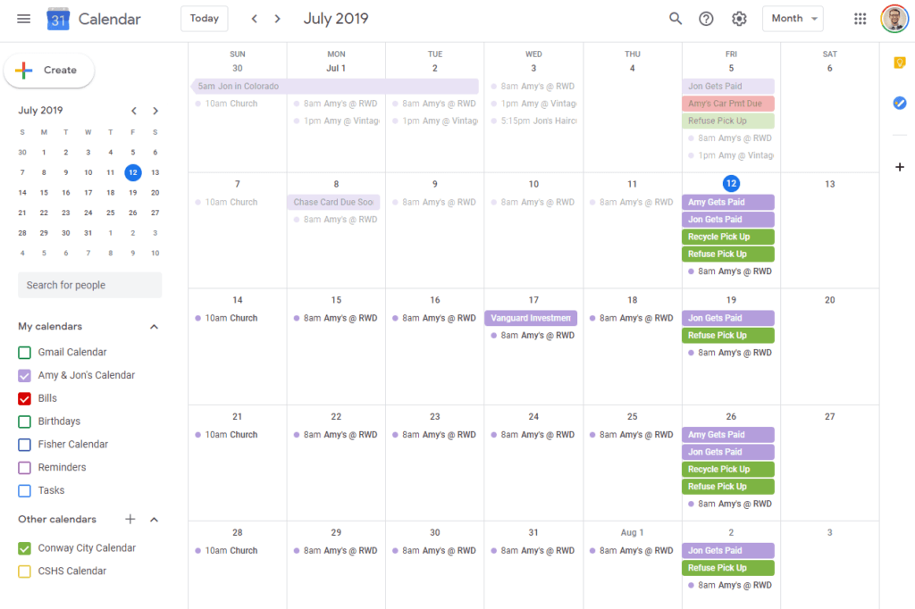 Screenshot of Google Calendars App's Work Scheduler