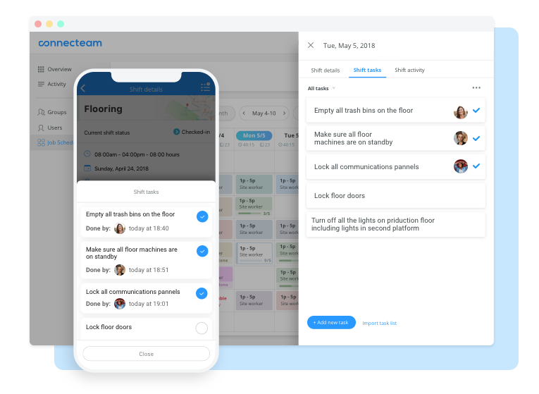 Shift-tasks and task-completion notifications