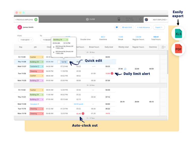 Timesheets and payroll app
