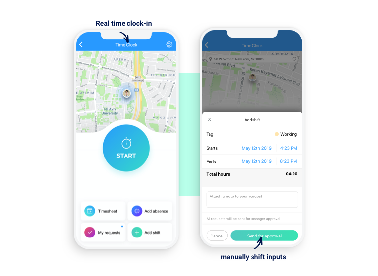 On the go time tracking and timesheets