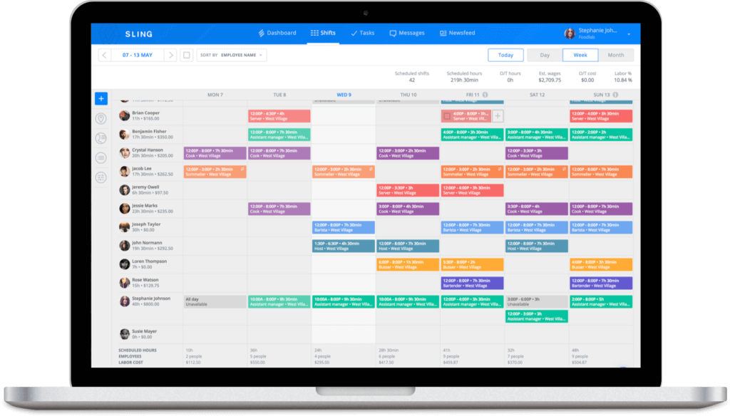 Sling schedule rostering software