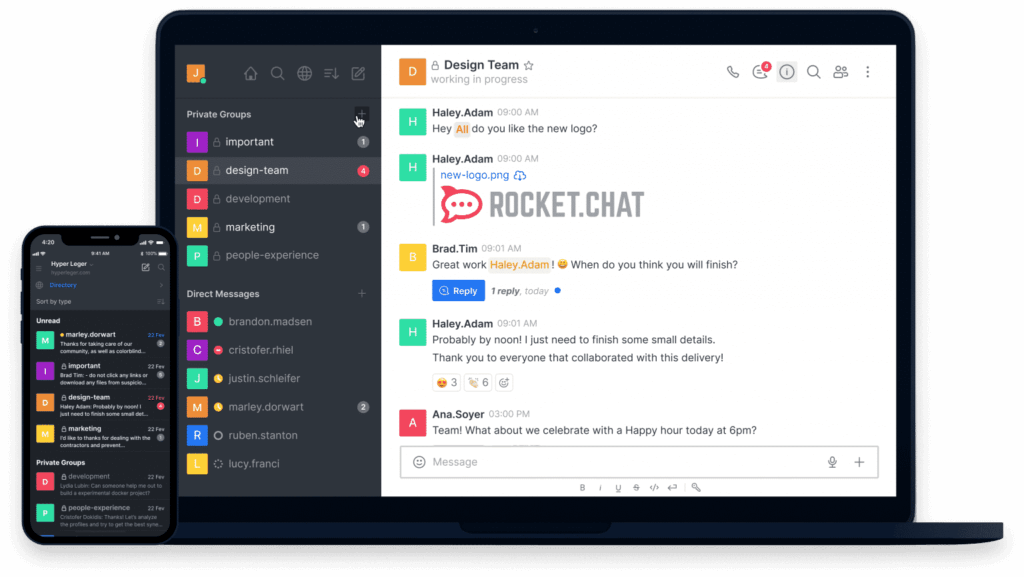 Rocket Chat team chat app
