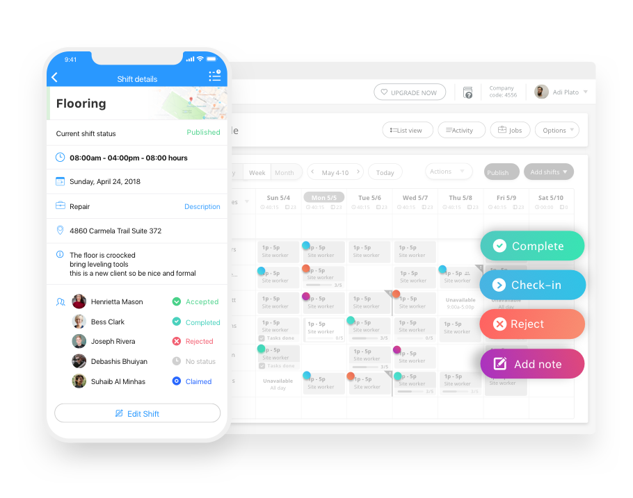 staff scheduling app time tracking