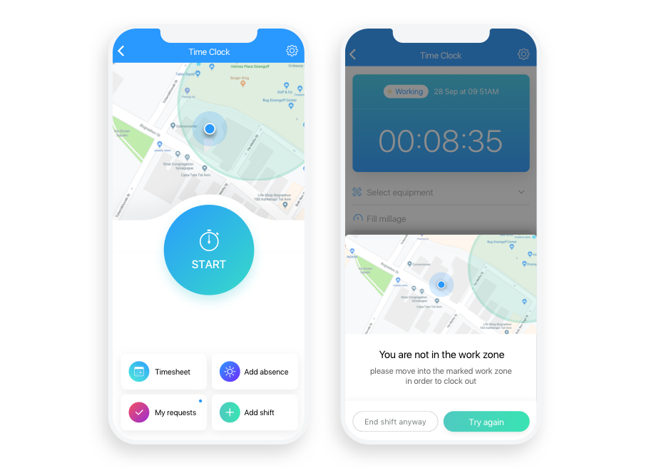 employee time clock app geofencing feature