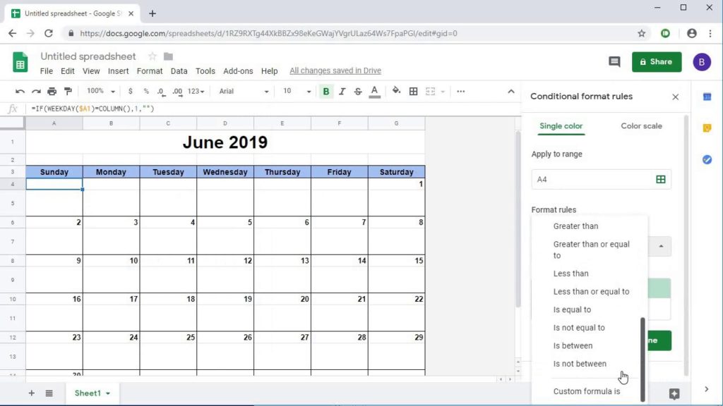 Google Speadsheets Calendar