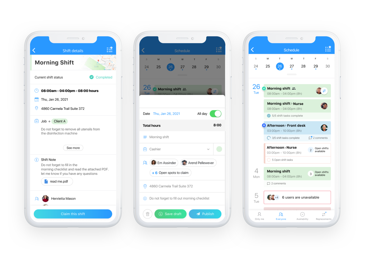 healthcare employee shift scheduling