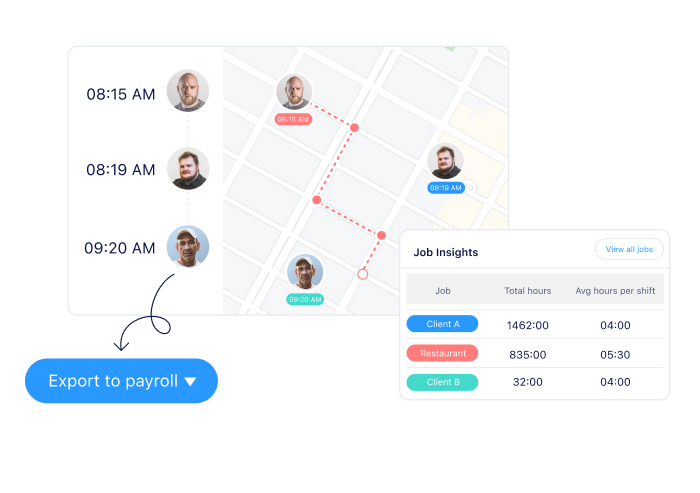 Screenshot of the Connecteam Time Tracking feature