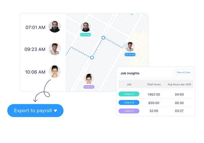 Screenshot of Connecteam Time Tracking feature