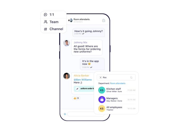 A mobile view of a user's chat on mobile app