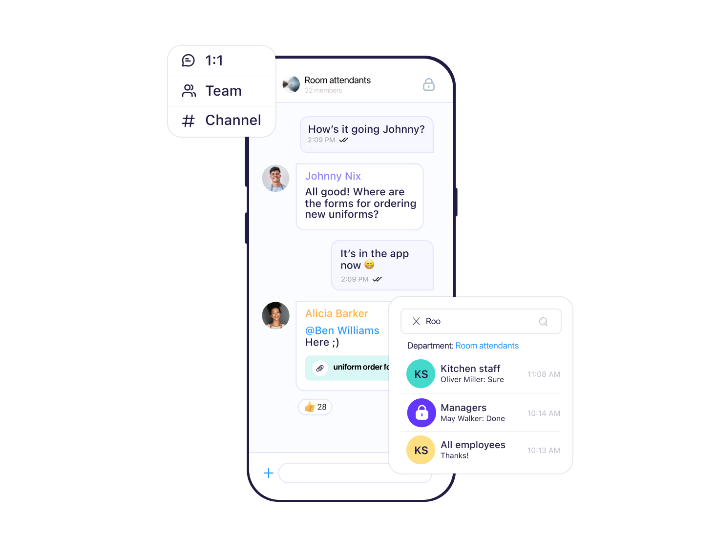 A mobile view of a user's chat on mobile app