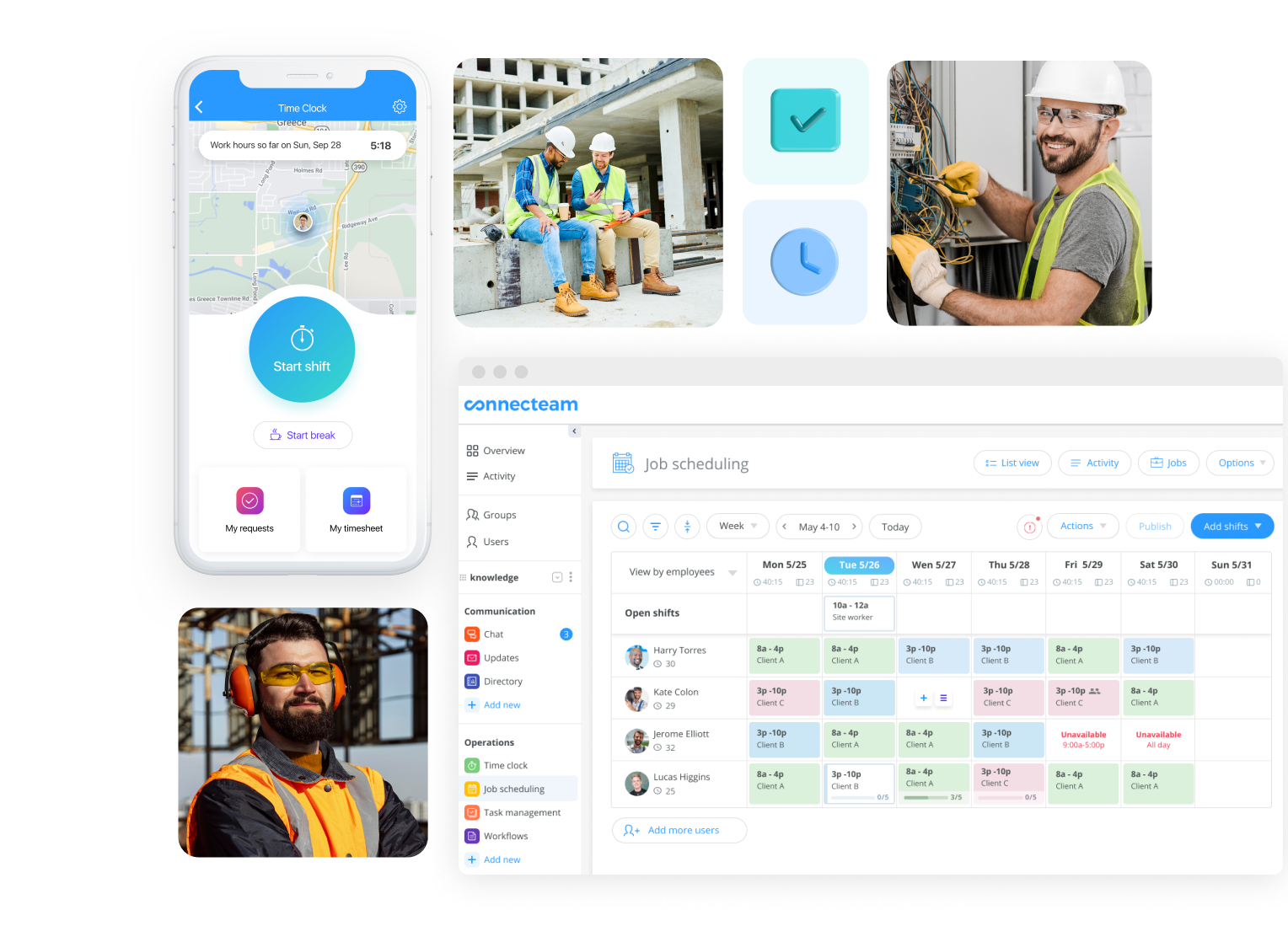 Electrician job dispatching and work hours tracking app