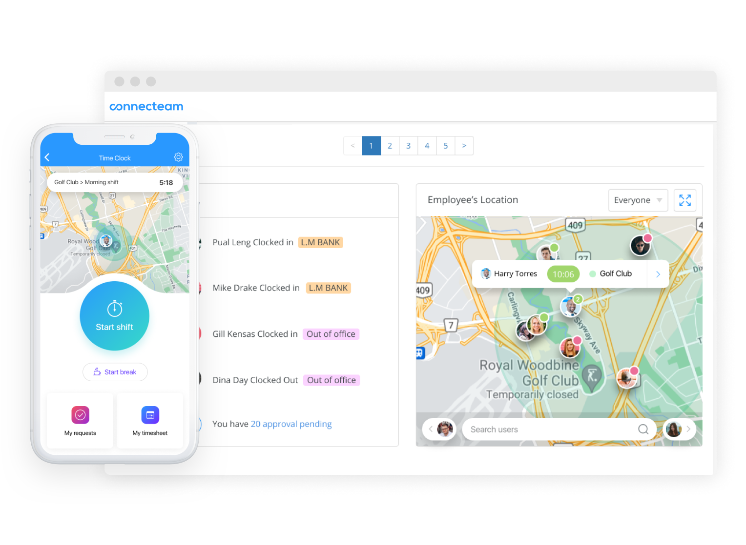 Time Clock with Geofence in hospitality staff app