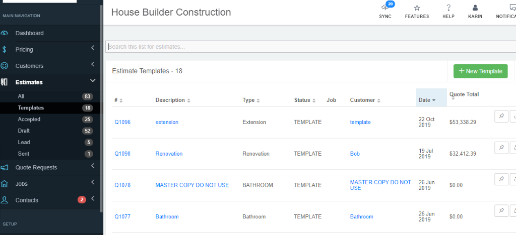 Buildxact software for construction