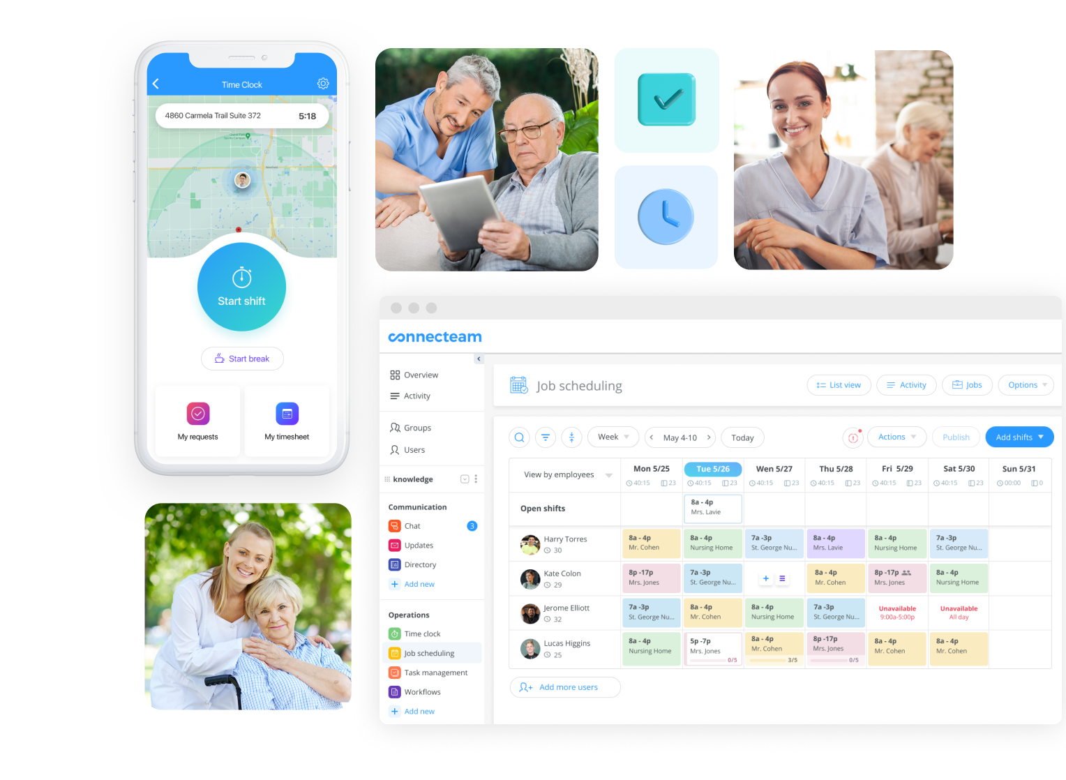 homecare team management with Connecteam