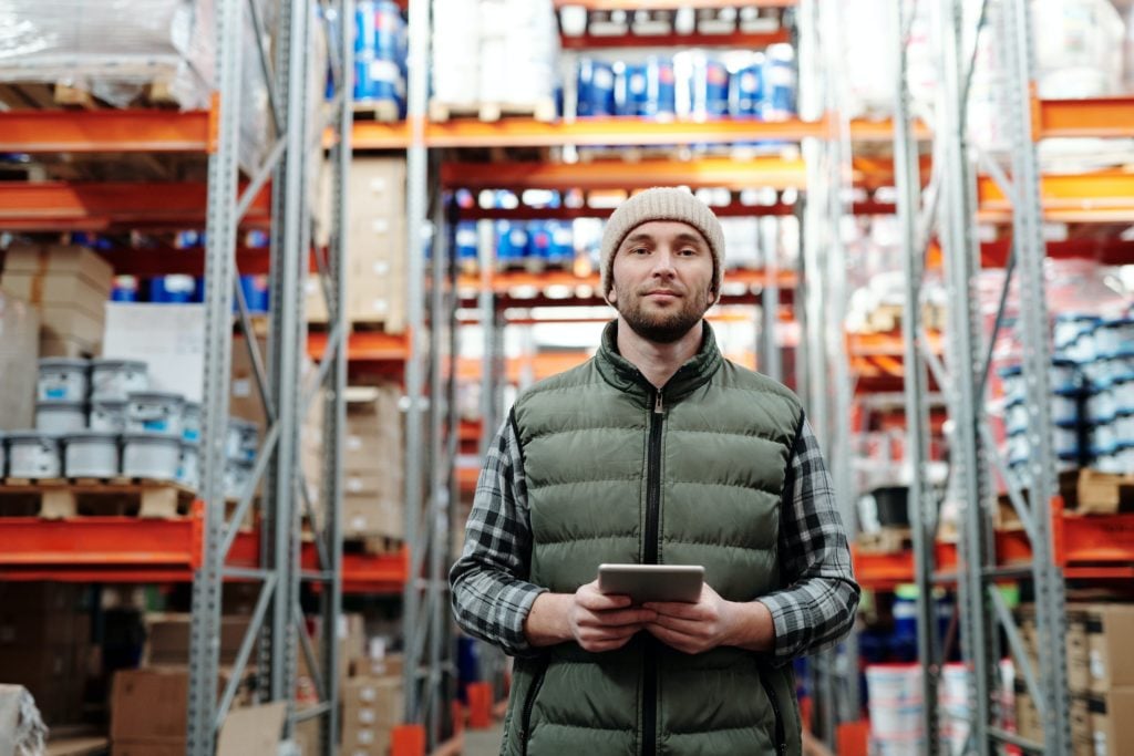 worker in logistics warehouse