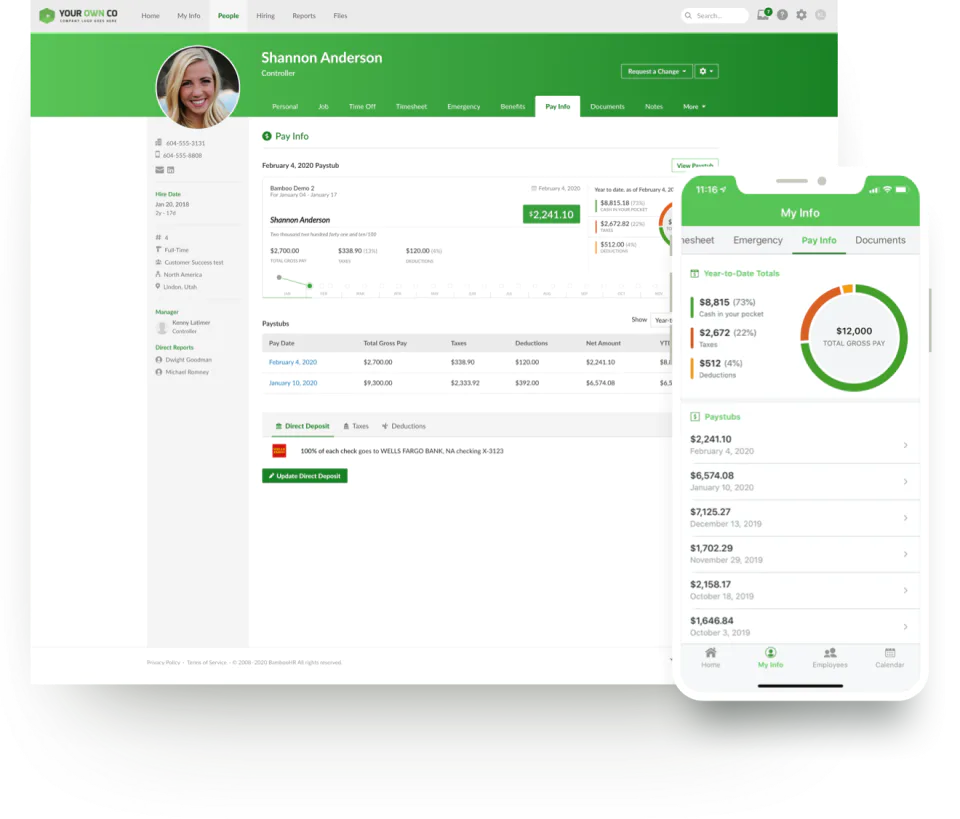 BambooHR user interface