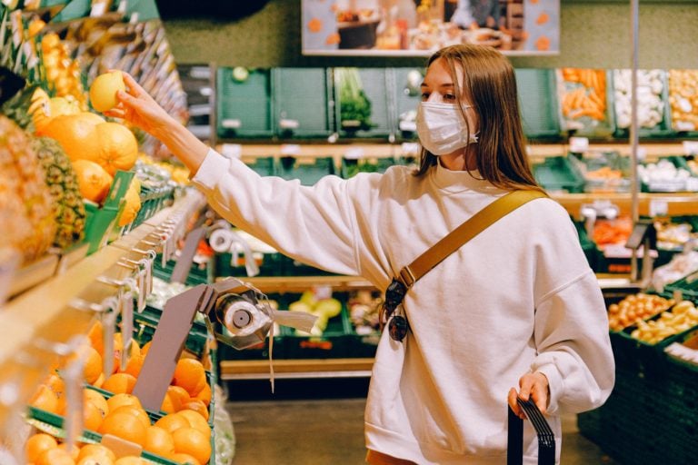 Shopper wearing a mask