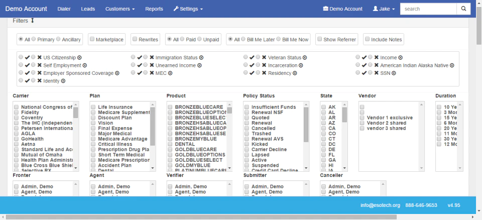 TLD CRM user interface