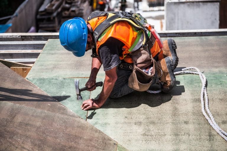 Construction worker thinking about the construction toolbox talk