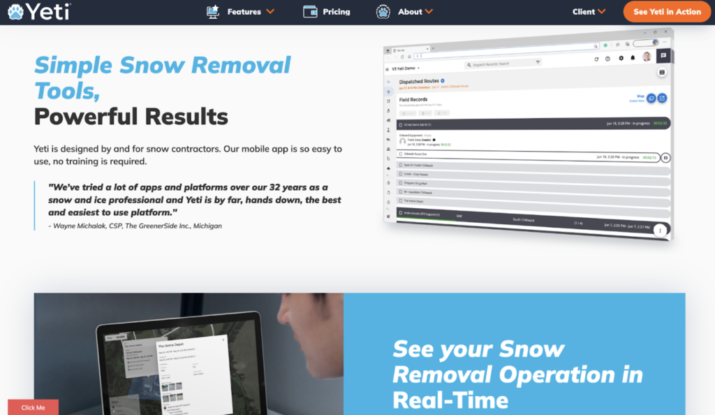 Yeti-snow removal app