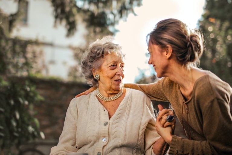 a caregiver not experiencing caregiver burnout symptoms, she is merely happy to be working with her client!