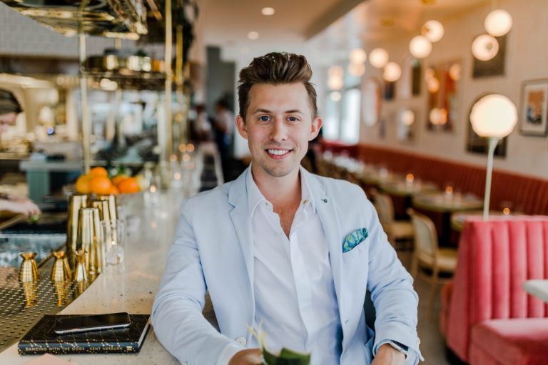 Guy sitting at restaurant