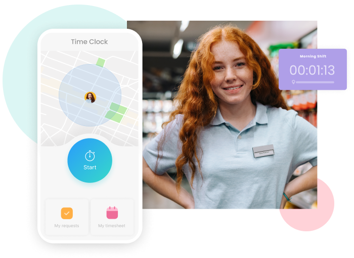 seamless time clock with GPS tracking for employees