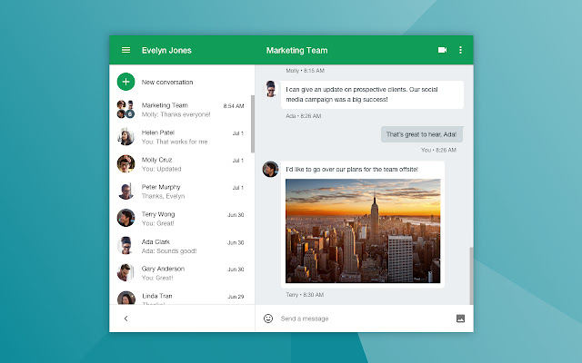 google hangouts interface of workplace chat