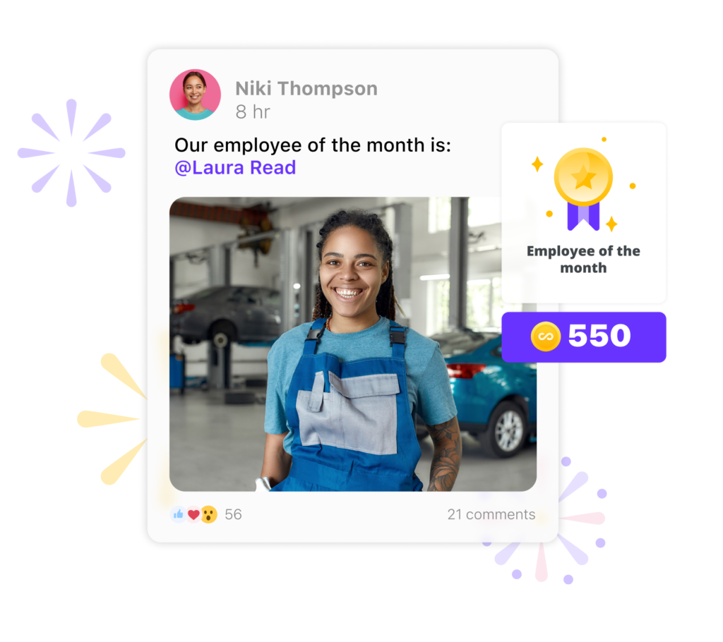 Employee is awarded employee of the month on Connecteam app