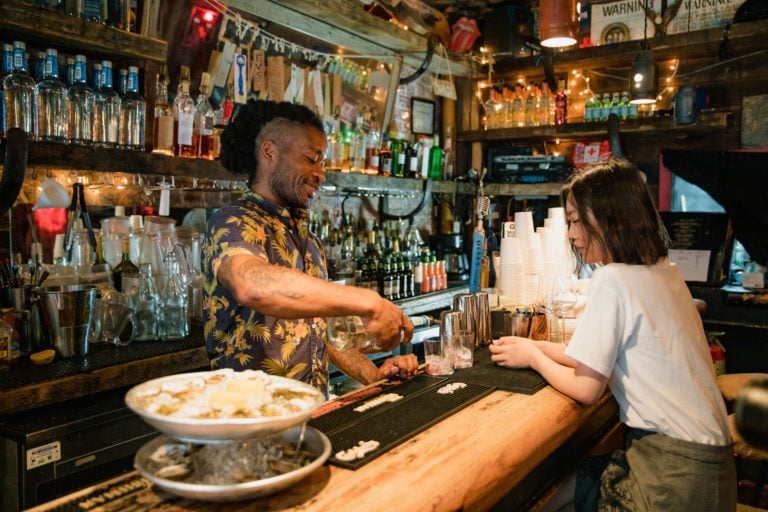 bar tender working a night type of work shift