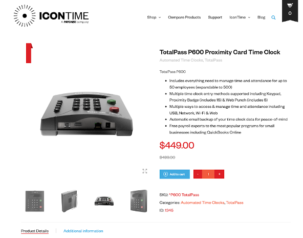 icon time totalpass p600 time clock for small businesses home page