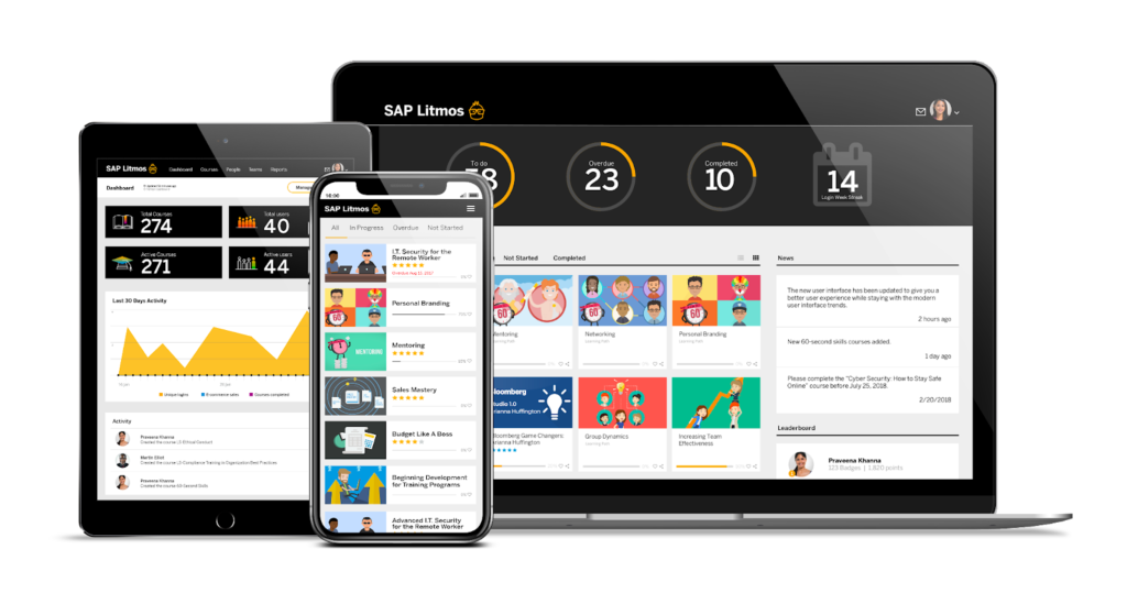 SAP Litmos employee training tracking software user interface