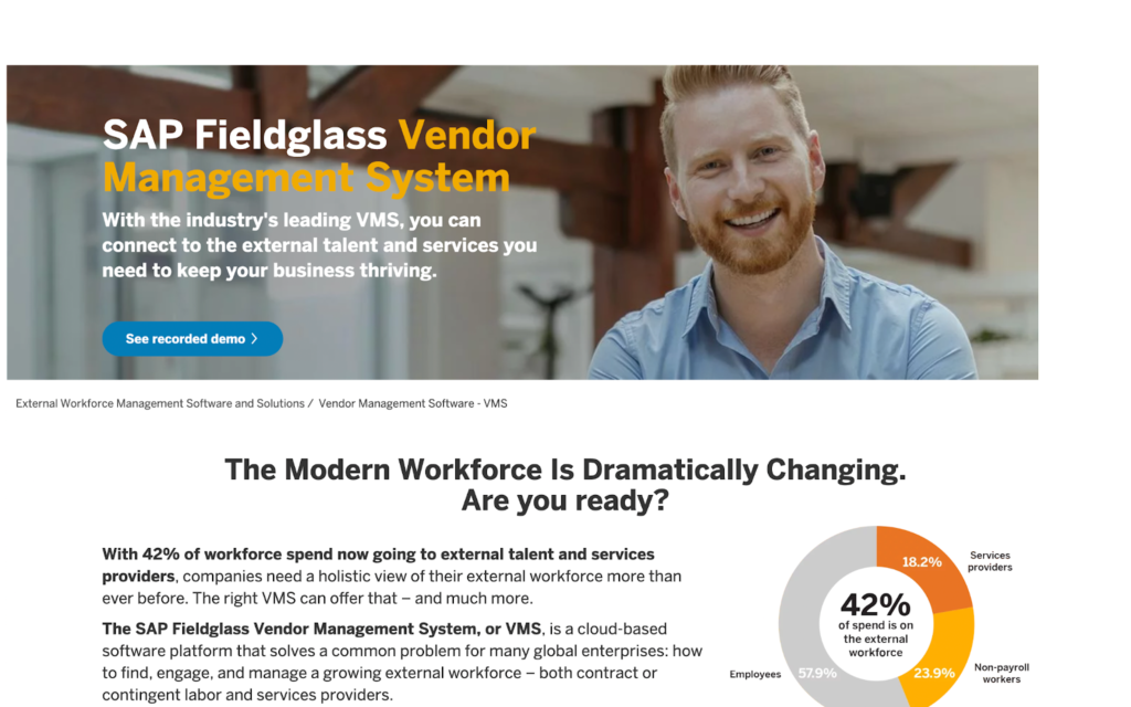 sap fieldglass vendor management system home page