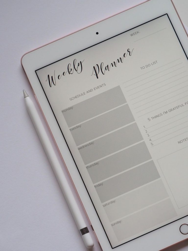 online agenda planner on a tablet