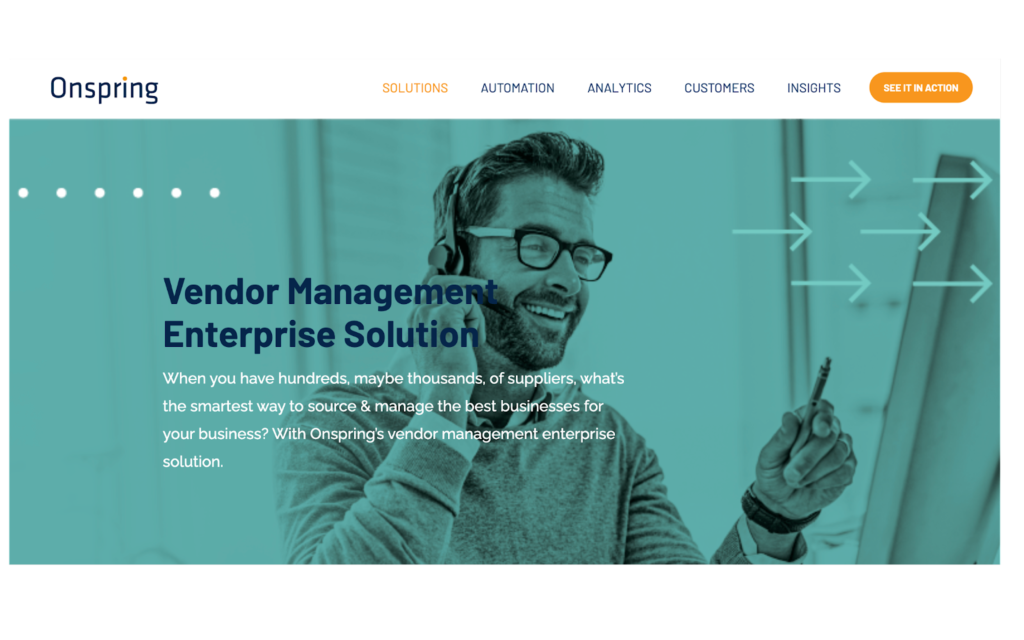 onspring vendor management system home page