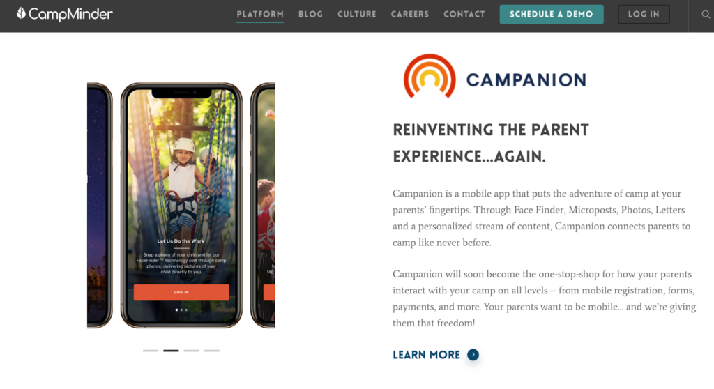 campminder camp management software home page