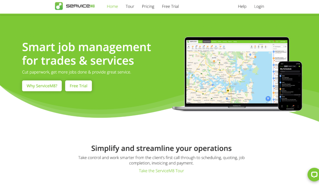 servicem8 electrical contractor software home page